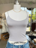 Spaghetti Strap Crop Top (Taupe Grey)