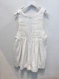Pleated Denim Romper (Cream)