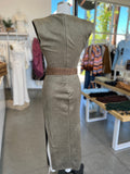 Suede Sleeveless Belted Dress