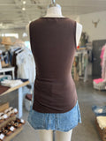 Jane Ruched Tank Top (Brown)
