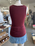 Jane Ruched Tank Top (Burgundy)