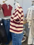 Wine Striped Boyfriend Tee