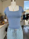 Classic Square Neck Tee (Denim Blue)