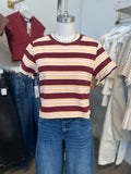 Wine Striped Boyfriend Tee