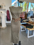 Suede Sleeveless Belted Dress