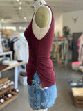 Jane Ruched Tank Top (Burgundy)