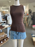 Jane Ruched Tank Top (Brown)