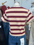 Wine Striped Boyfriend Tee