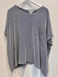 Corded Rib Oversized Short Sleeve Top (Lt Navy)