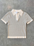 Ivory Thin Stripe Short Sleeve