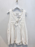 Pleated Denim Romper (Cream)
