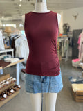 Jane Ruched Tank Top (Burgundy)