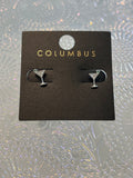 Pave Martini Glass Stud Earrings (Silver)