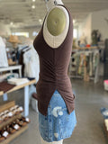 Jane Ruched Tank Top (Brown)