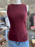 Jane Ruched Tank Top (Burgundy)