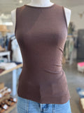 Jane Ruched Tank Top (Brown)