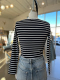 Nautical Stripe Knit Top (Navy)