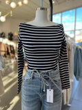 Nautical Stripe Knit Top (Navy)