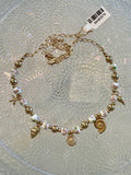 Sea Life Charms Floral Ceramic Beaded Chain Necklace