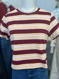 Wine Striped Boyfriend Tee