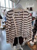 Chunky Knit Striped Open Cardigan