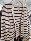 Chunky Knit Striped Open Cardigan