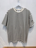 Striped Short Sleeve Oversized Cotton Tee (Black)