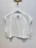 Crew Neck Boxy Cropped Top (White)