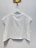 Crew Neck Boxy Cropped Top (White)