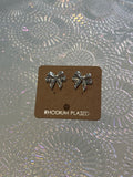 Knotted Ribbon Bow Stud Earrings(Silver)