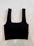 Ribbed Square Neck Bra (Black)