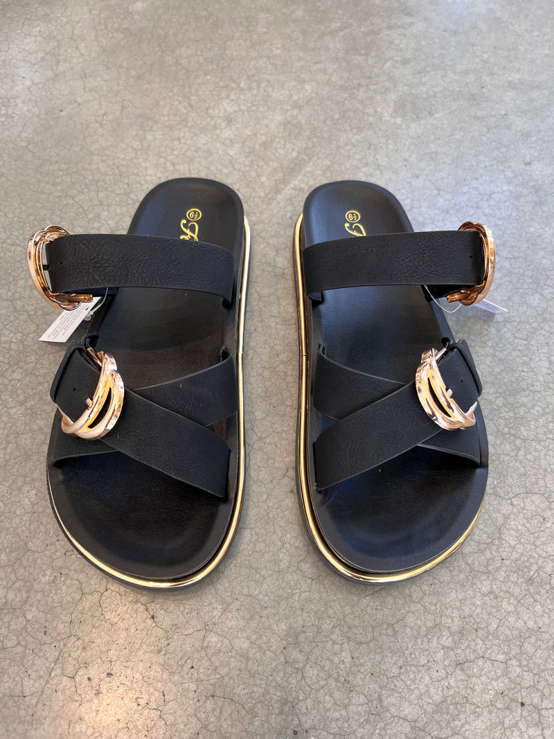 Tory Black & Rose Gold Sandal