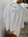 Ribbed Oversized Short Sleeve Top (White)