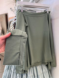 Sadie Ribbed Off Shoulder Top (Sage)