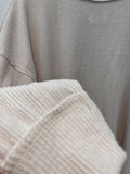 Ribbed Hacci Drop Shoulder Sweater (Sand Beige)