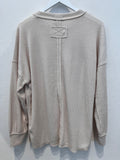 Ribbed Hacci Drop Shoulder Sweater (Sand Beige)