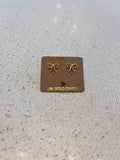 Gold Dipped Wire Ribbon Bow Stud Earrings