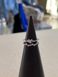 Two Row Floral Rhinestone Ring (silver)