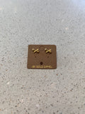 Gold Dipped Mini Ribbon Bow Stud Earrings (Gold)