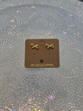 Gold Dipped Mini Ribbon Bow Stud Earrings (Gold)