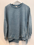 Acid Wash Fleece Pullover (Blue Grey)