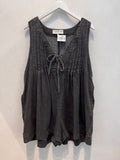 Pleated Denim Romper (Grey)