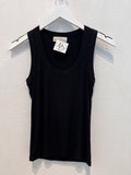 Ribbed Scoop Neck Tank Top (Black)