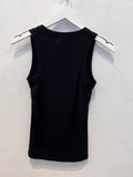 Ribbed Scoop Neck Tank Top (Black)