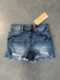 High Rise Distressed Hem Shorts