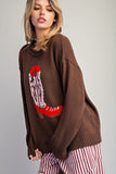 Walk The Line Cowboy Boot Sweater (Brown)