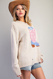 Walk The Line Cowboy Boot Sweater (Sand)