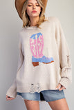 Walk The Line Cowboy Boot Sweater (Sand)