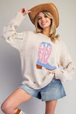 Walk The Line Cowboy Boot Sweater (Sand)