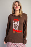 Walk The Line Cowboy Boot Sweater (Brown)
